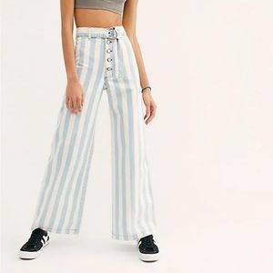NWOT- Boyish x Free People Charlie Striped Casablanca Belted Wide Leg Jean